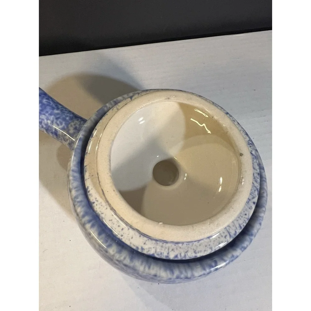 Vintage Blue Speckled Stoneware Soup Pot‎ With Lid & Handle 4.5T x 7.5L (2081)